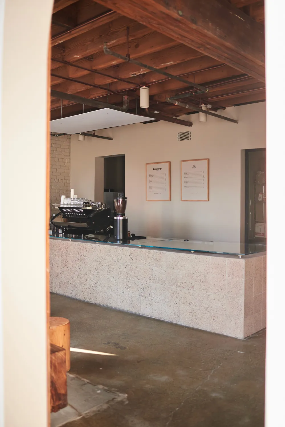 The bar seen through the doorway